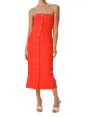 Ronny Kobo Rose Strapless Linen Midi Dress In Red