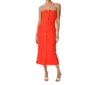 Ronny Kobo Rose Strapless Linen Midi Dress In Red