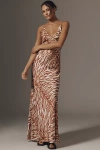 Ronny Kobo Rowan V-neck Maxi Slip Dress In Multicolor