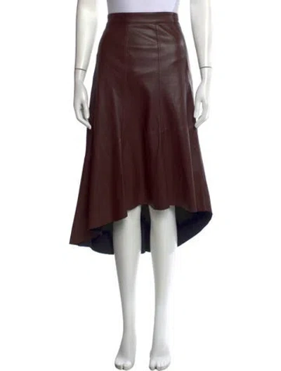 Pre-owned Ronny Kobo Ruffle Embellishment Midi Length Skirt In Burgundy
