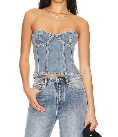 Ronny Kobo Sasha Top In Light Wash Denim In Multi