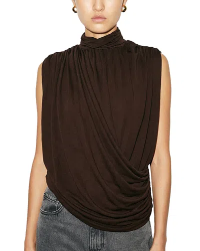 Ronny Kobo Sav Draped Sleeveless Top In Brown