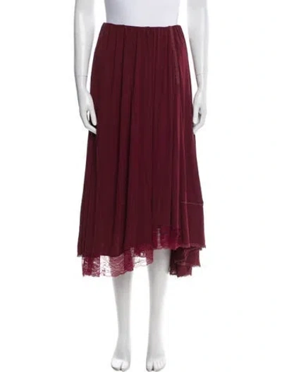 Pre-owned Ronny Kobo Scalloped Accent Knee-length Skirt In Burgundy