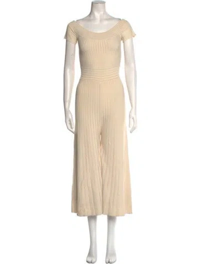 Pre-owned Ronny Kobo Scoop Neck Jumpsuit In Neutral