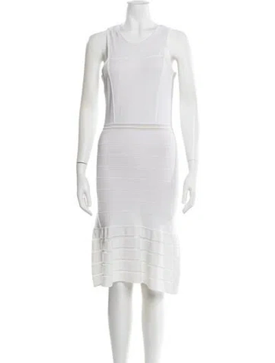 Pre-owned Ronny Kobo Scoop Neck Knee-length Dress In White