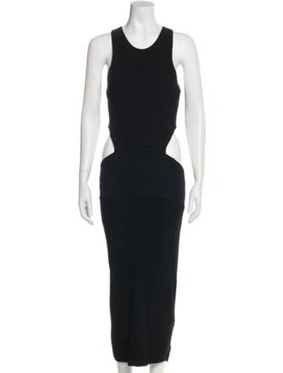 Pre-owned Ronny Kobo Scoop Neck Long Dress In Black