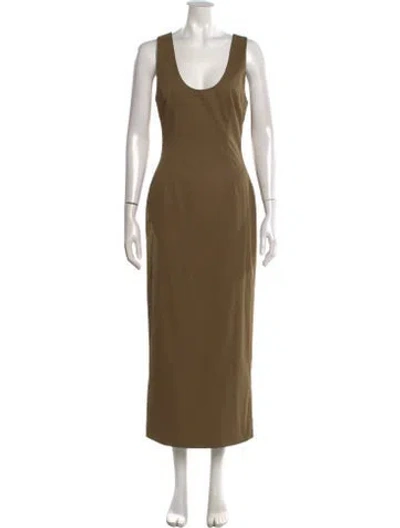 Pre-owned Ronny Kobo Scoop Neck Long Dress In Brown