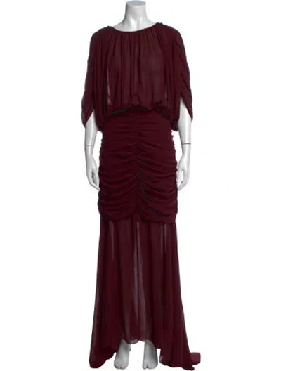 Pre-owned Ronny Kobo Scoop Neck Long Dress In Burgundy