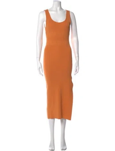 Pre-owned Ronny Kobo Scoop Neck Long Dress In Orange