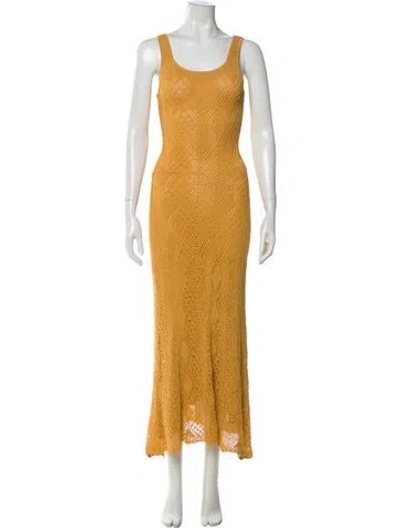 Pre-owned Ronny Kobo Scoop Neck Long Dress In Yellow