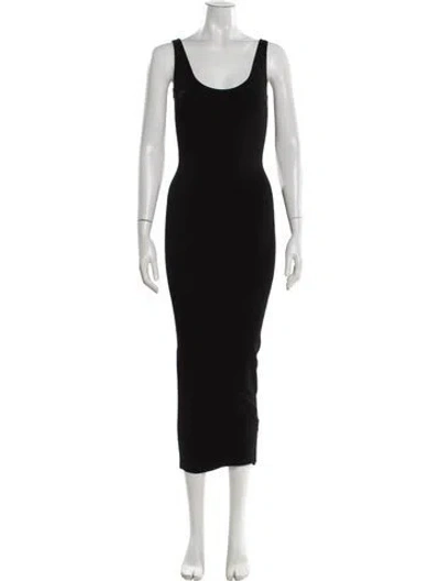Pre-owned Ronny Kobo Scoop Neck Midi Length Dress In Black