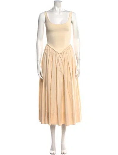 Pre-owned Ronny Kobo Scoop Neck Midi Length Dress In Neutrals