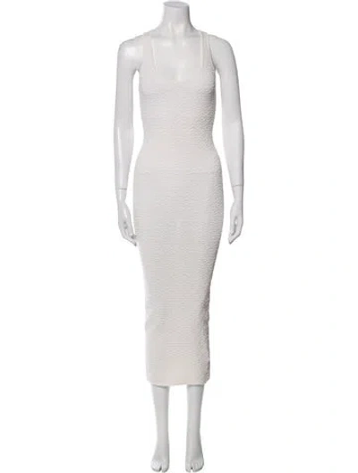 Pre-owned Ronny Kobo Scoop Neck Midi Length Dress In White