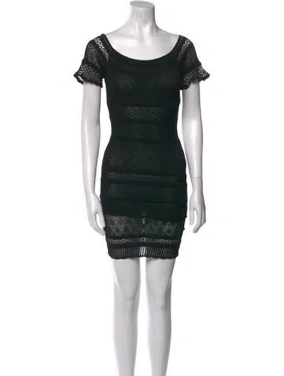 Pre-owned Ronny Kobo Scoop Neck Mini Dress In Black