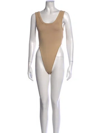 Pre-owned Ronny Kobo Scoop Neck Sleeveless Bodysuit W/ Tags In Orange