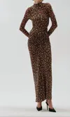 Ronny Kobo Scorpio Leopard Ruched Maxi Dress In Multi
