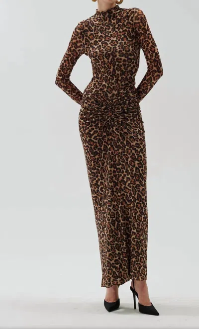 Ronny Kobo Scorpio Leopard Ruched Maxi Dress In Multi