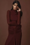 Ronny Kobo Scorpio Ruched Jersey Maxi Dress In Red