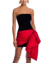 Ronny Kobo Seb Sash Skirt Mini Dress In Black Cherry
