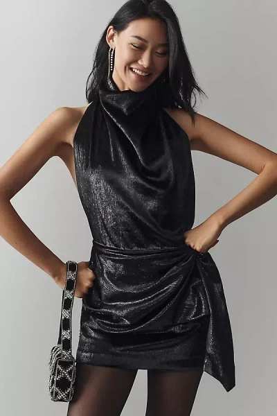 Ronny Kobo Selene Halter Mini Dress In Black