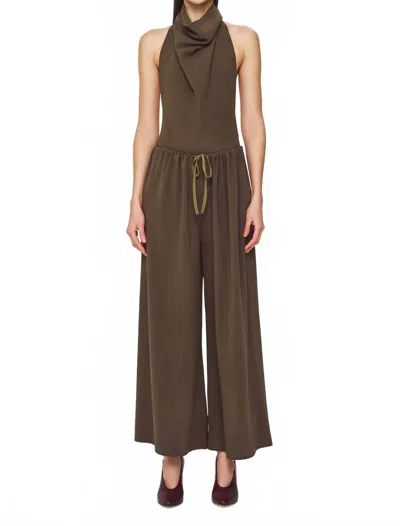 Ronny Kobo Sheena Draped Bodysuit In Desert In Brown