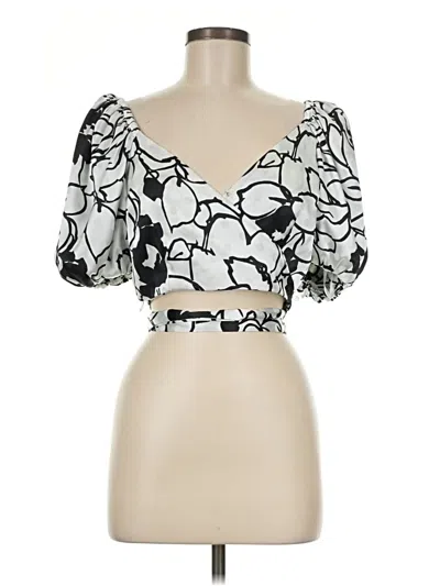 Pre-owned Ronny Kobo Short Sleeve Blouse In Ivory