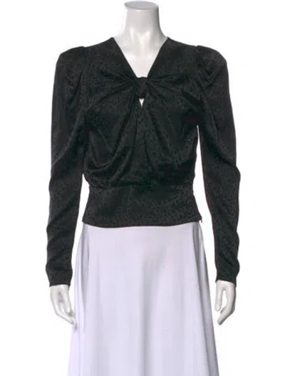 Pre-owned Ronny Kobo Silk Animal Print Blouse In Black