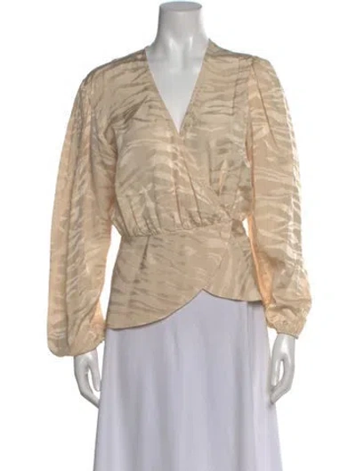 Pre-owned Ronny Kobo Silk Animal Print Blouse In Neutral
