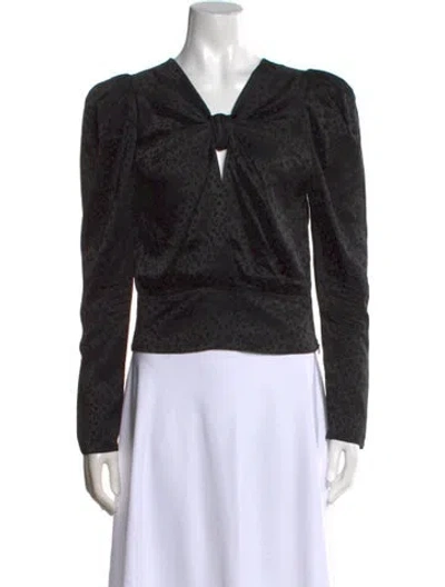 Pre-owned Ronny Kobo Silk Animal Print Top In Black