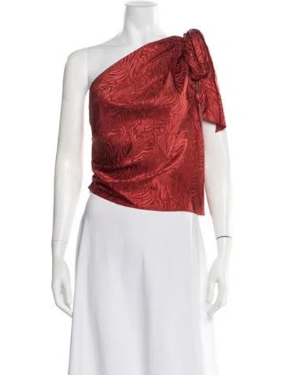 Pre-owned Ronny Kobo Silk Animal Print Top In Red