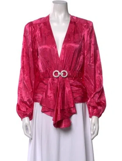 Pre-owned Ronny Kobo Silk Floral Print Blouse W/ Tags In Pink