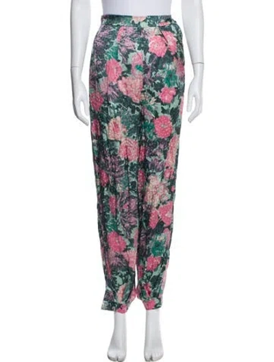 Pre-owned Ronny Kobo Silk Floral Print Pajamas In Multi