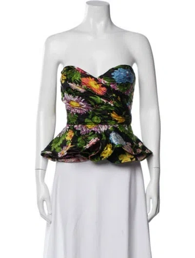 Pre-owned Ronny Kobo Silk Floral Print Top W/ Tags In Multi