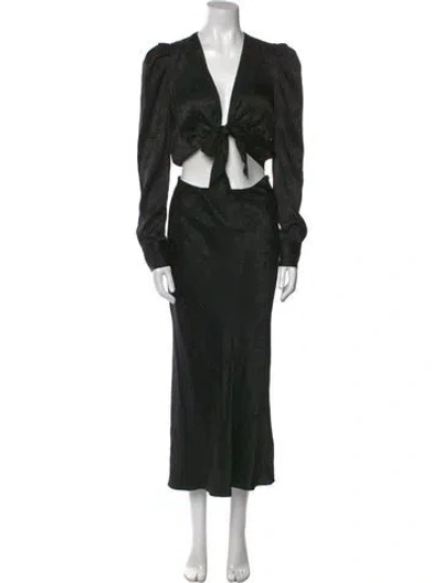 Pre-owned Ronny Kobo Silk Long Dress In Black