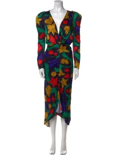 Pre-owned Ronny Kobo Silk Long Dress In Black