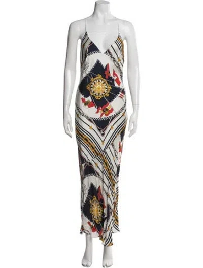 Pre-owned Ronny Kobo Silk Long Dress In Multi
