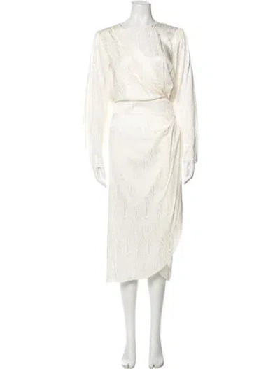 Pre-owned Ronny Kobo Silk Long Dress In Neutral
