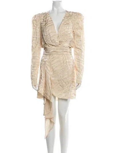 Pre-owned Ronny Kobo Silk Long Dress In Neutral