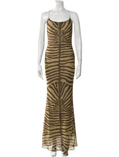 Pre-owned Ronny Kobo Silk Long Dress In Neutral