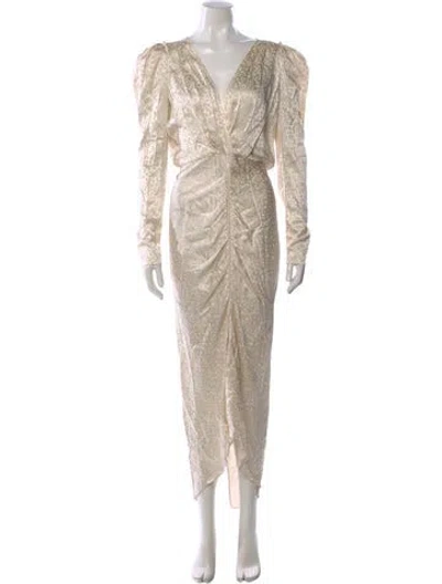 Pre-owned Ronny Kobo Silk Long Dress In Neutral