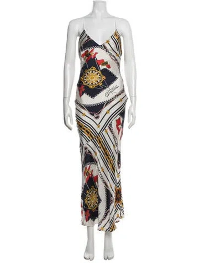 Pre-owned Ronny Kobo Silk Long Dress In Neutrals