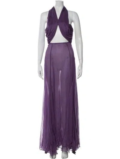 Pre-owned Ronny Kobo Silk Long Dress In Purple