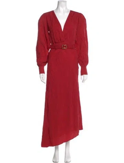 Pre-owned Ronny Kobo Silk Long Dress In Red