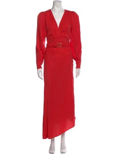 Pre-owned Ronny Kobo Silk Long Dress In Red