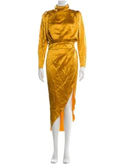 Pre-owned Ronny Kobo Silk Long Dress In Yellow