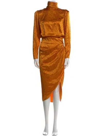 Pre-owned Ronny Kobo Silk Long Dress In Yellow