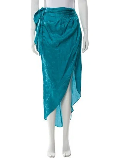 Pre-owned Ronny Kobo Silk Long Skirt In Blue
