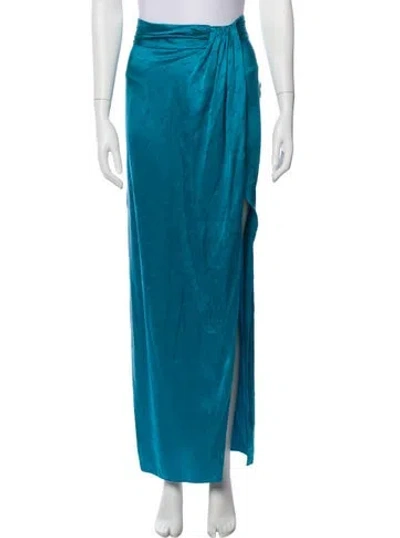 Pre-owned Ronny Kobo Silk Long Skirt In Blue