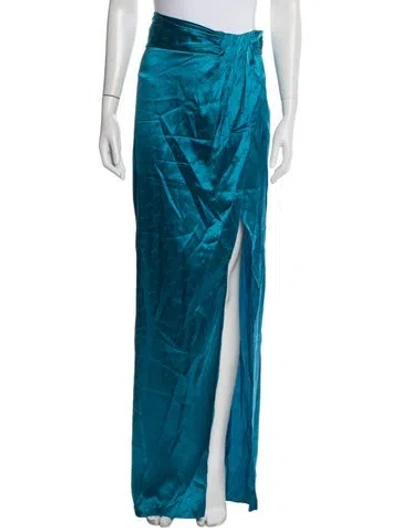 Pre-owned Ronny Kobo Silk Long Skirt In Blue