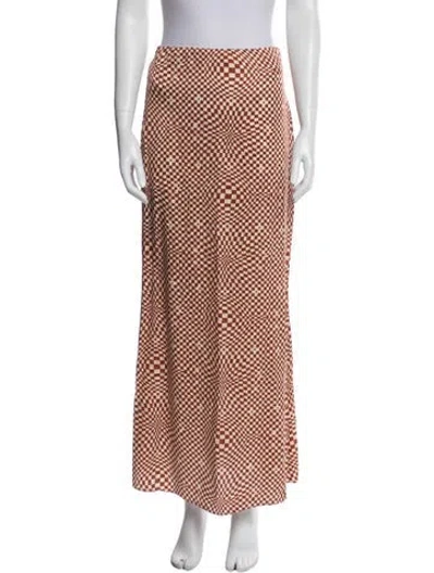 Pre-owned Ronny Kobo Silk Long Skirt In Orange